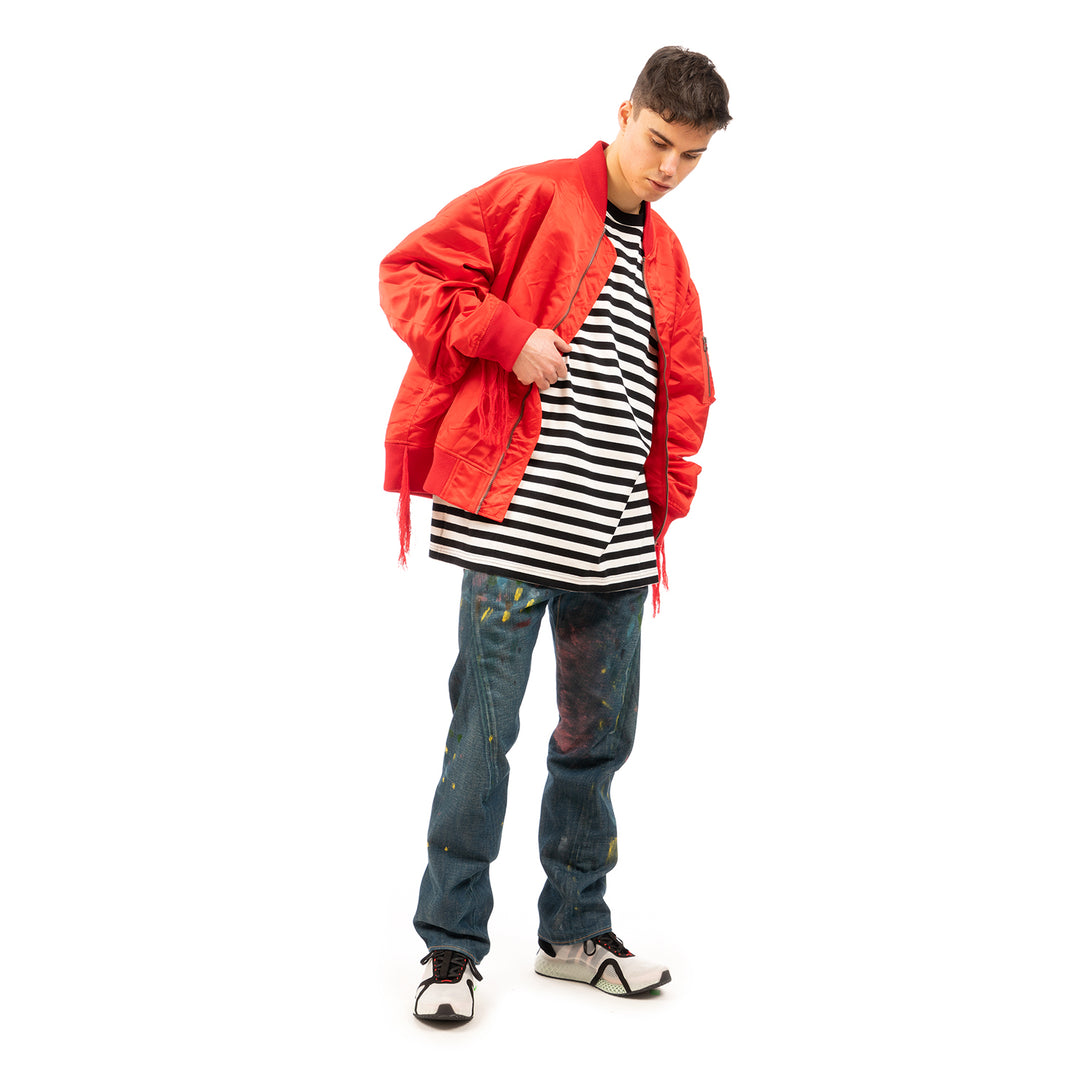 FACETASM | Crushed Nylon Bomber Jacket Red - Concrete