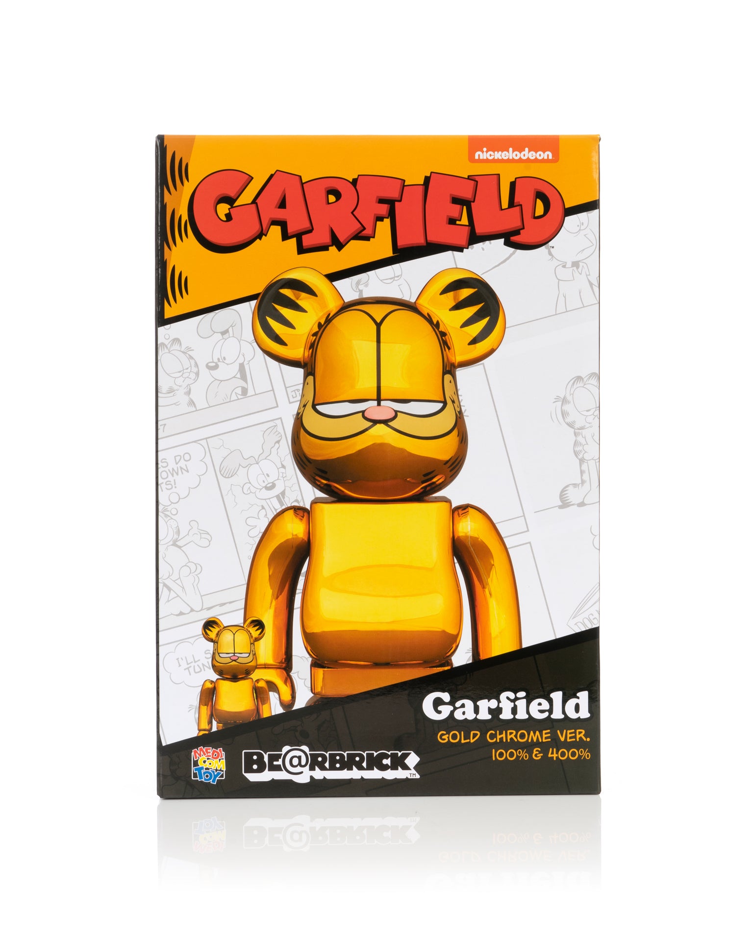 Medicom Toy | Be@rbrick Garfield Gold Chrome 100% & 400 Medicom Toy | Be@rbrick Garfield Gold Chrome 100% & 400