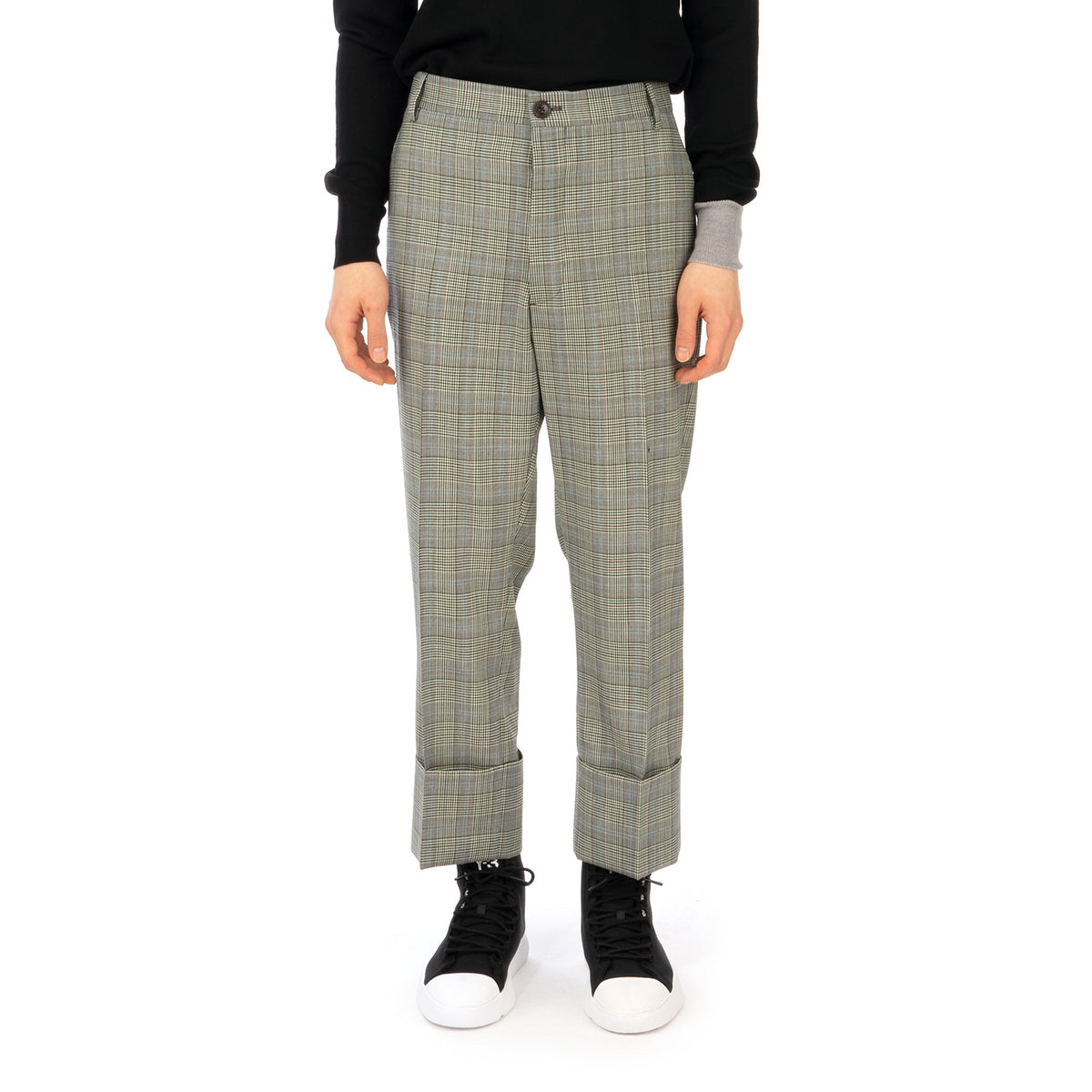 Vivienne Westwood | Cropped George Trousers White - Prince of Wales - Concrete