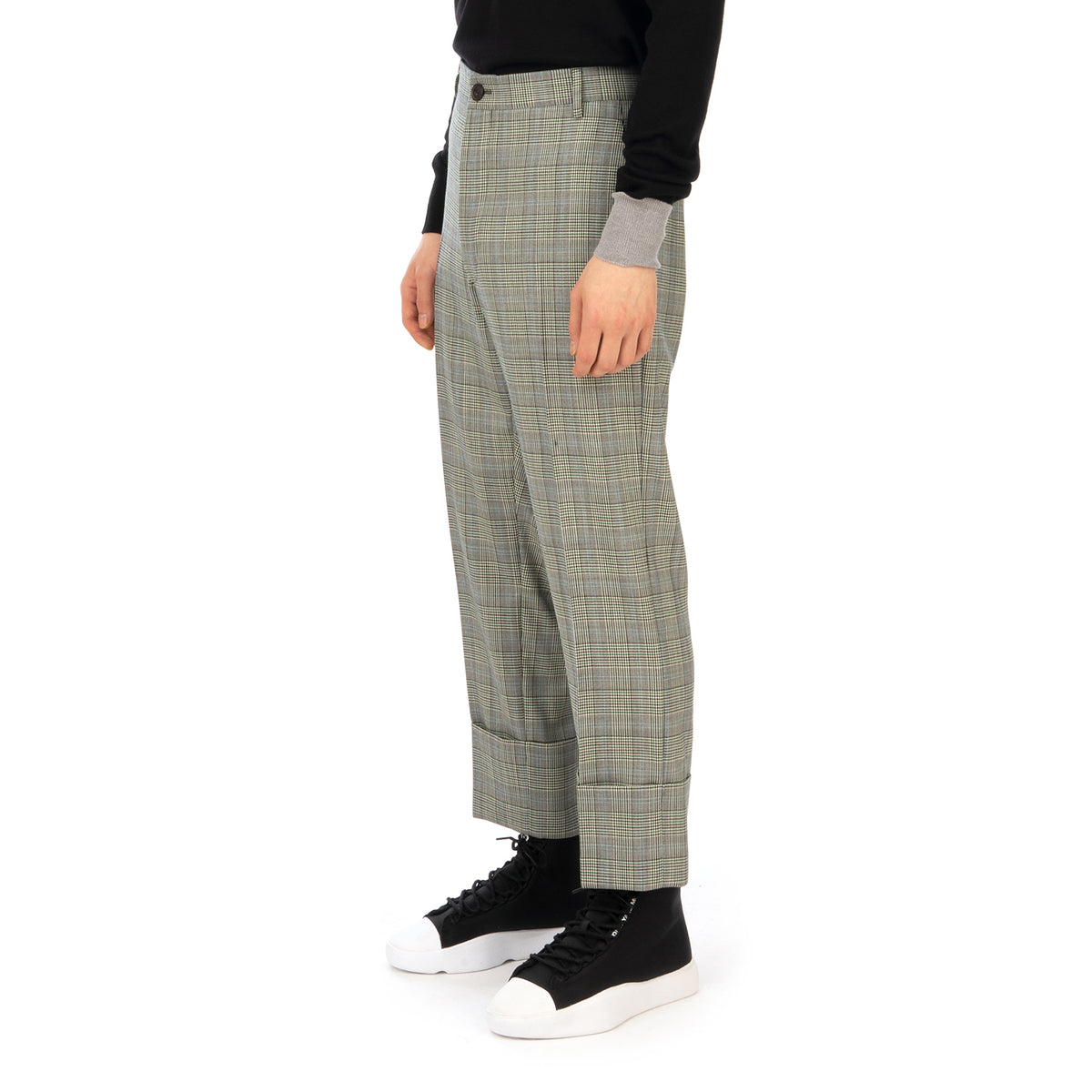 Vivienne Westwood | Cropped George Trousers White - Prince of Wales - Concrete