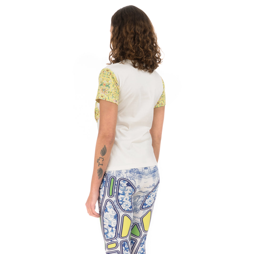 Ground Zero | Chinese Floral Print T-Shirt White / Yellow - Concrete