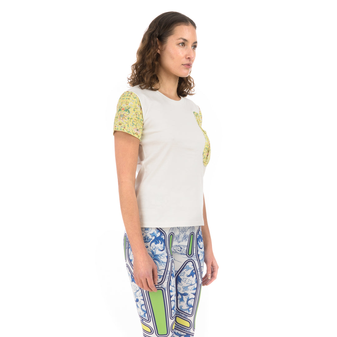 Ground Zero | Chinese Floral Print T-Shirt White / Yellow - Concrete