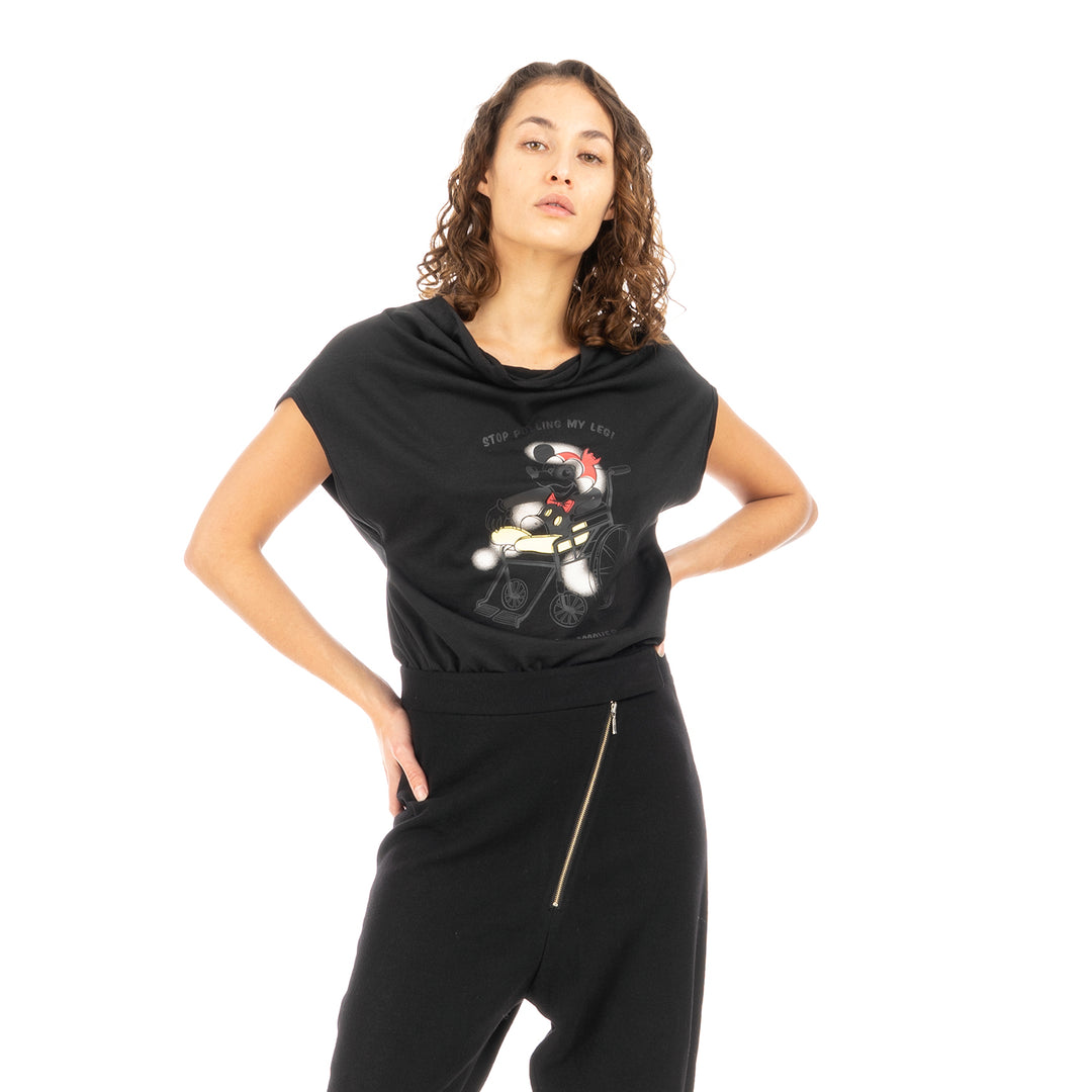 Ground Zero | No More Crossover Drappy Tee Dress Black - Concrete