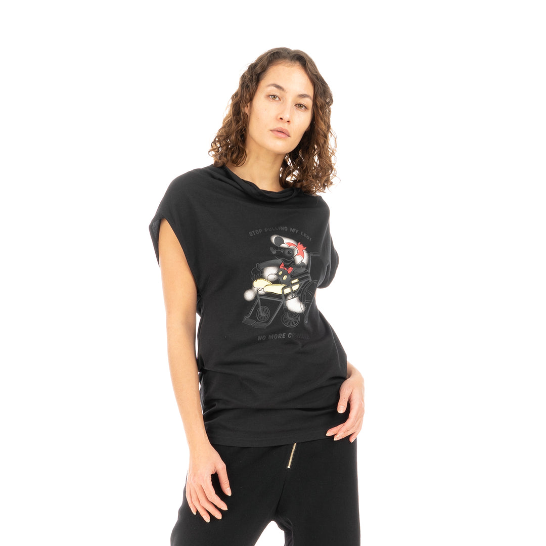 Ground Zero | No More Crossover Drappy Tee Dress Black - Concrete