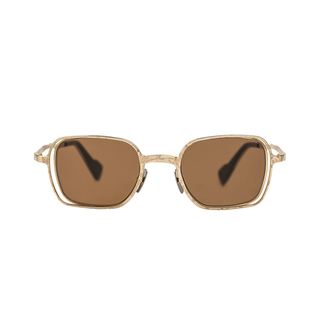 KUBORAUM | Sunglasses & Case H22 49-22 GD Dark Brown - Concrete