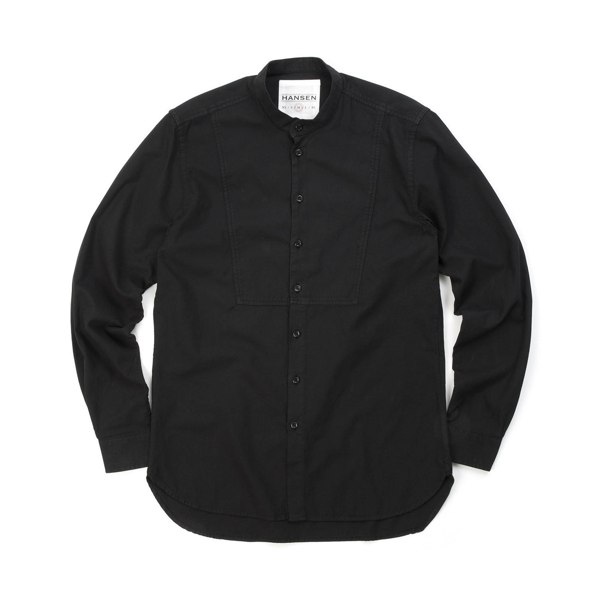 Hansen | 'Valmar' Collarless Bib Shirt Black - Concrete