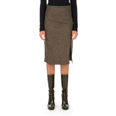 Hope | Pipe Skirt Beige Duo Check - Concrete