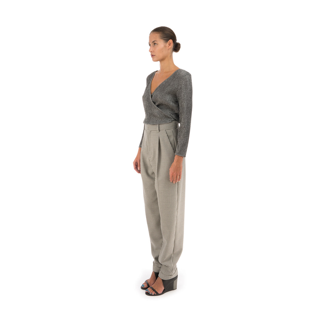 Hope Star Trousers Black Pepita Check - Concrete