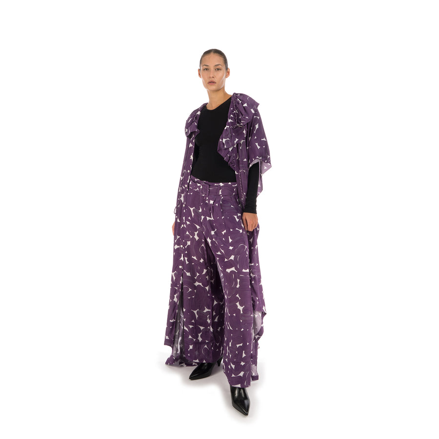 Hope Studio Silk Trousers Purple Sweep Print - Concrete