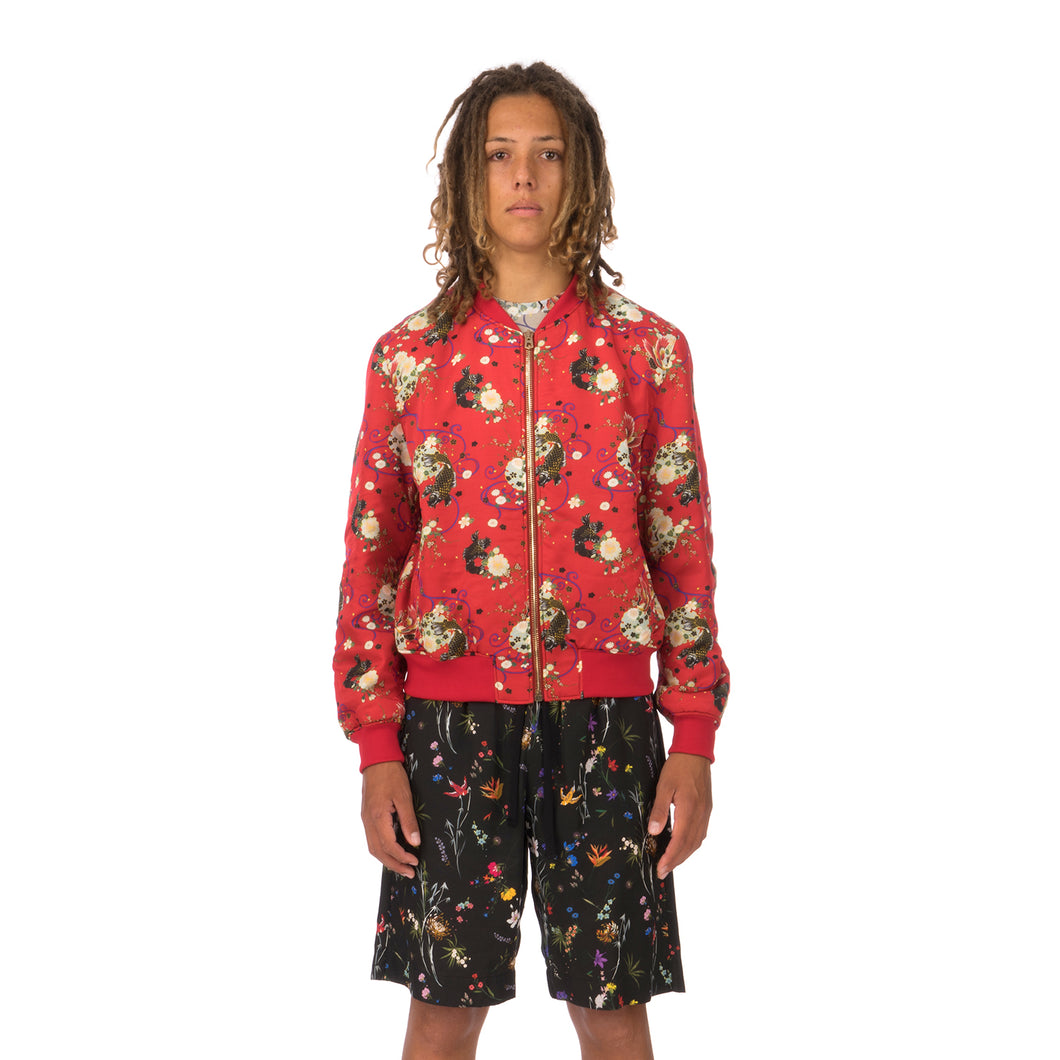 IH NOM UH NIT | Garden Print Bomber Twill Red - Concrete