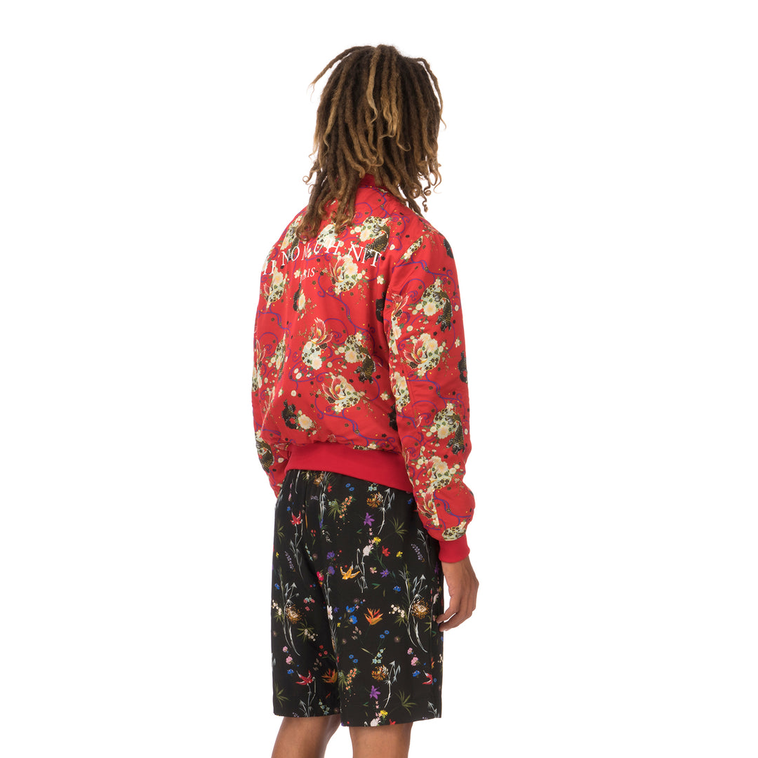 IH NOM UH NIT | Garden Print Bomber Twill Red - Concrete