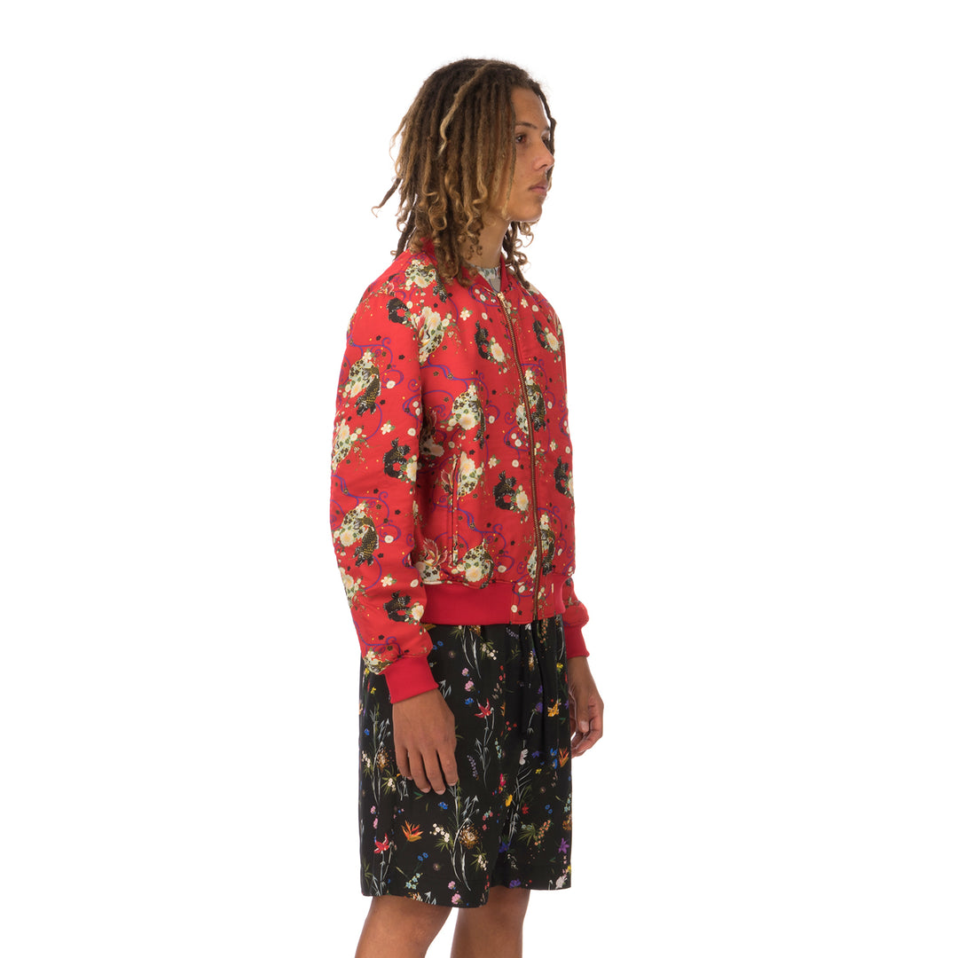 IH NOM UH NIT | Garden Print Bomber Twill Red - Concrete
