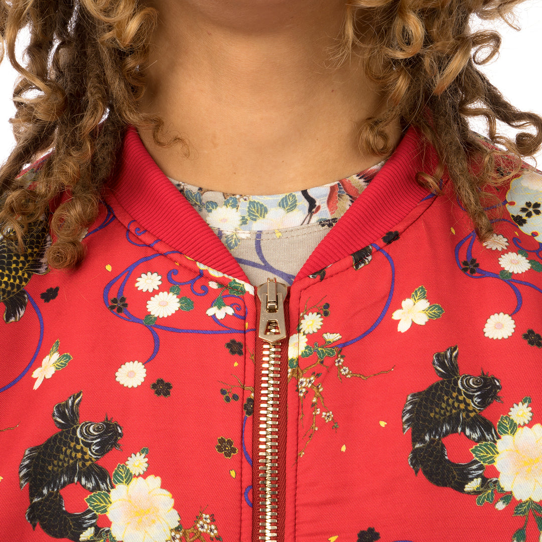 IH NOM UH NIT | Garden Print Bomber Twill Red - Concrete