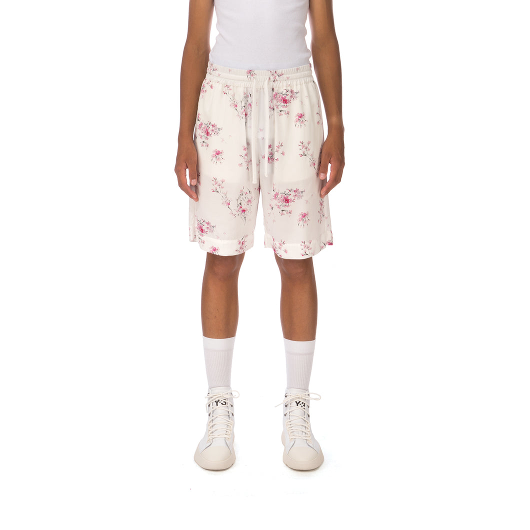 IH NOM UH NIT | Twill Cherry Blossom Print Shorts White - Concrete