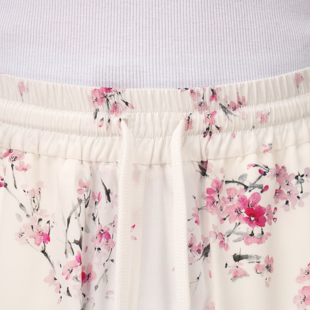 IH NOM UH NIT | Twill Cherry Blossom Print Shorts White - Concrete