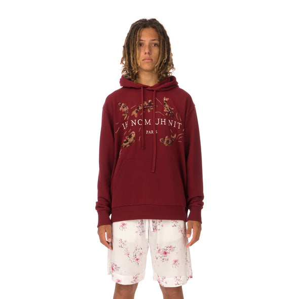 IH NOM UH NIT | Embroidered Koi Fish Hoodie Deep Red - Concrete