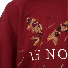 Load image into Gallery viewer, IH NOM UH NIT | Embroidered Koi Fish Hoodie Deep Red - Concrete