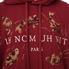 Load image into Gallery viewer, IH NOM UH NIT | Embroidered Koi Fish Hoodie Deep Red - Concrete
