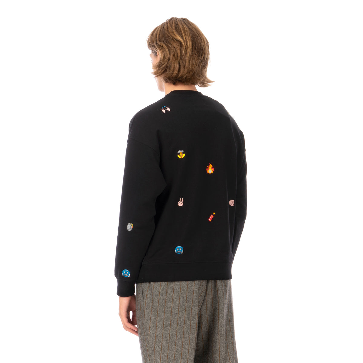LC23 | Emoji Multi Embroidered Sweatshirt Black - Concrete