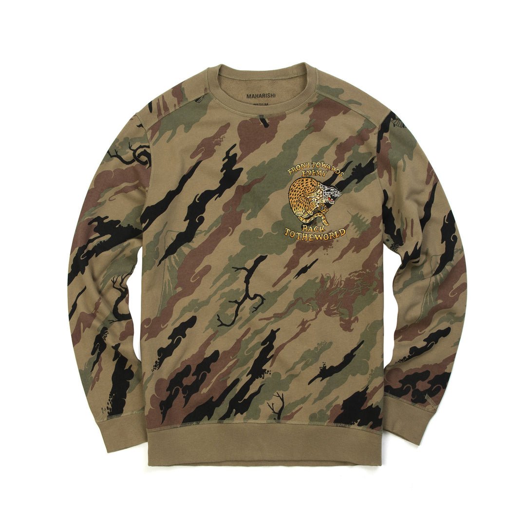 maharishi | Camouflage Crew Sweat Woodland Camo - Concrete