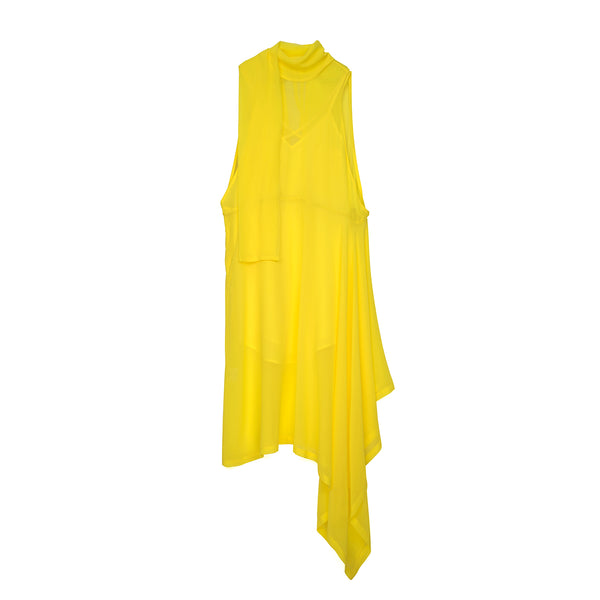 Marios Asymmetric Dress + Under Vest Yellow - Concrete