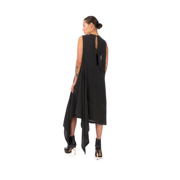 Marios Asymmetric Dress w/ Seperate Sleeves Black - Concrete