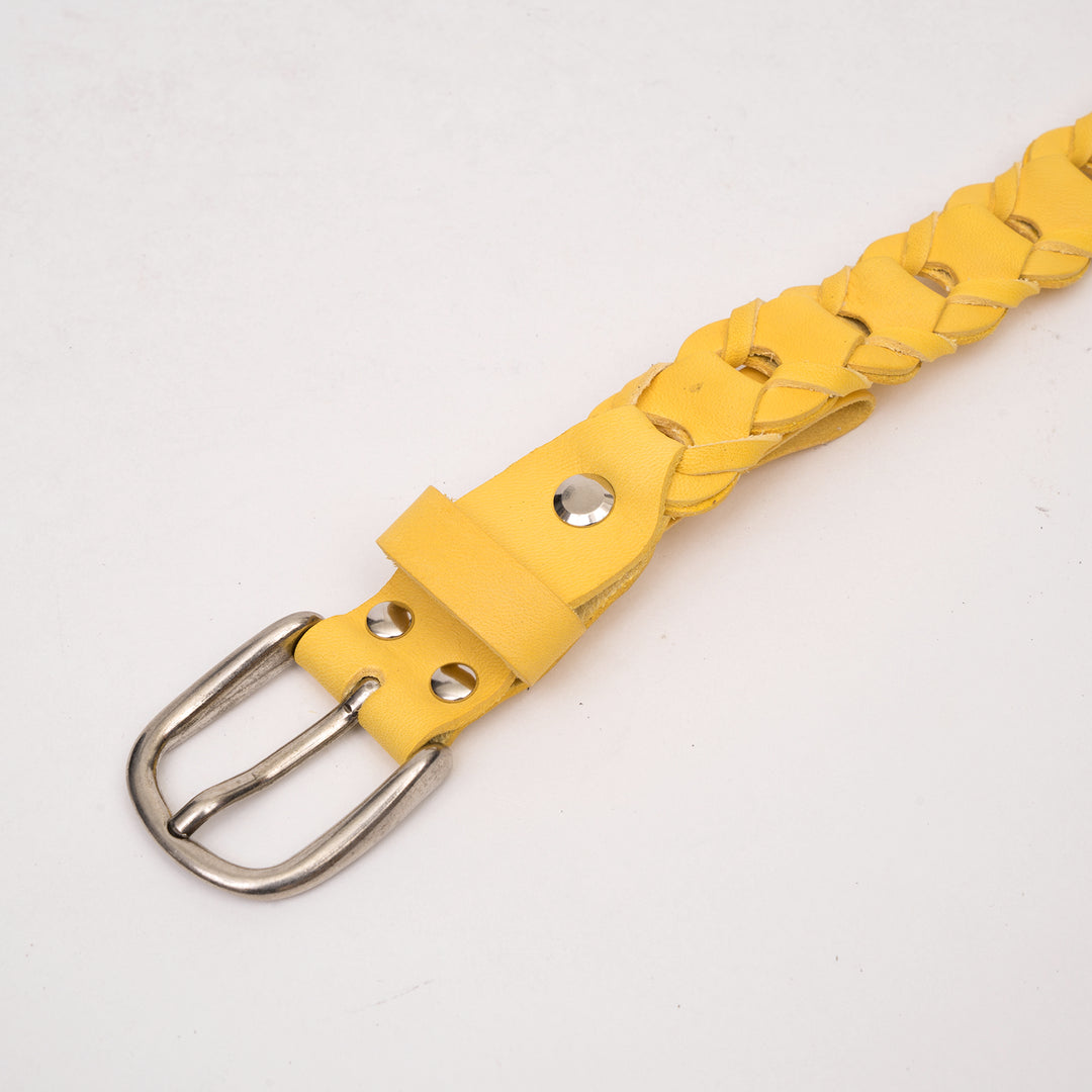 Marios Extra Long Braided Belt Yellow - Concrete