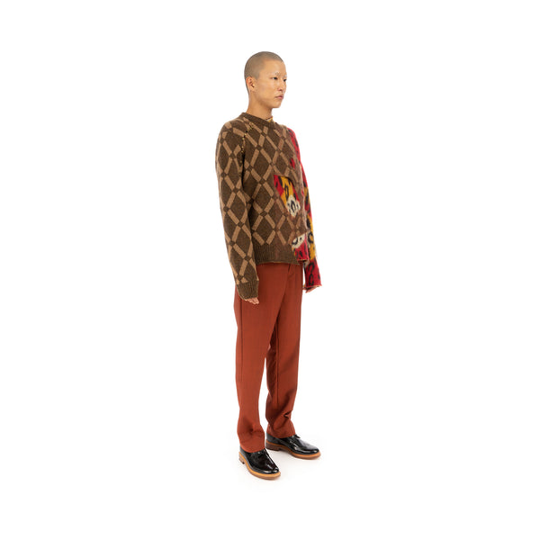 Marni | Roundneck Sweater Brown / Red - GCMG0085QX - Concrete