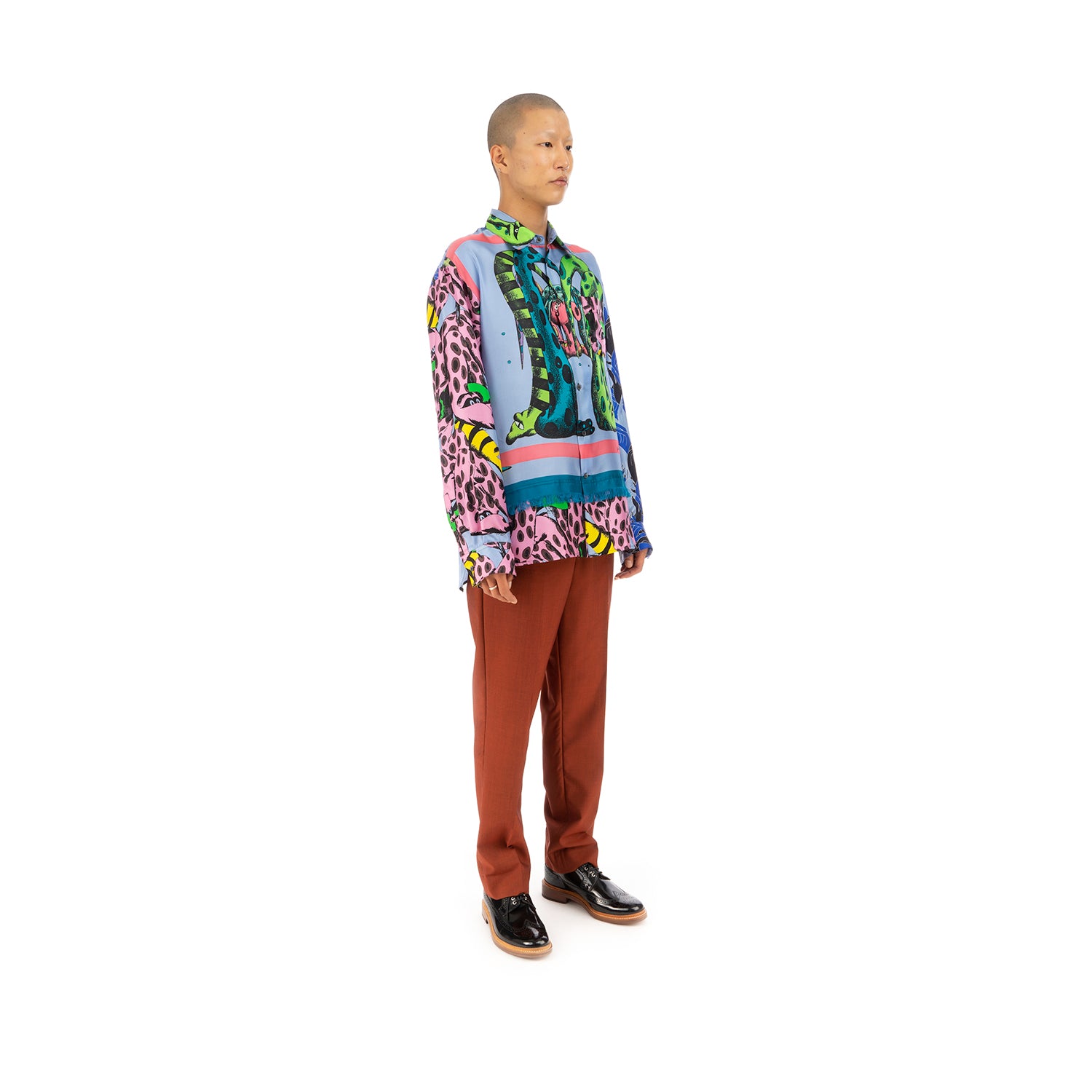 M A R N I COTTON SHIRT WITH FIREBIRD PRINT BY BRUNO BOZZETTO