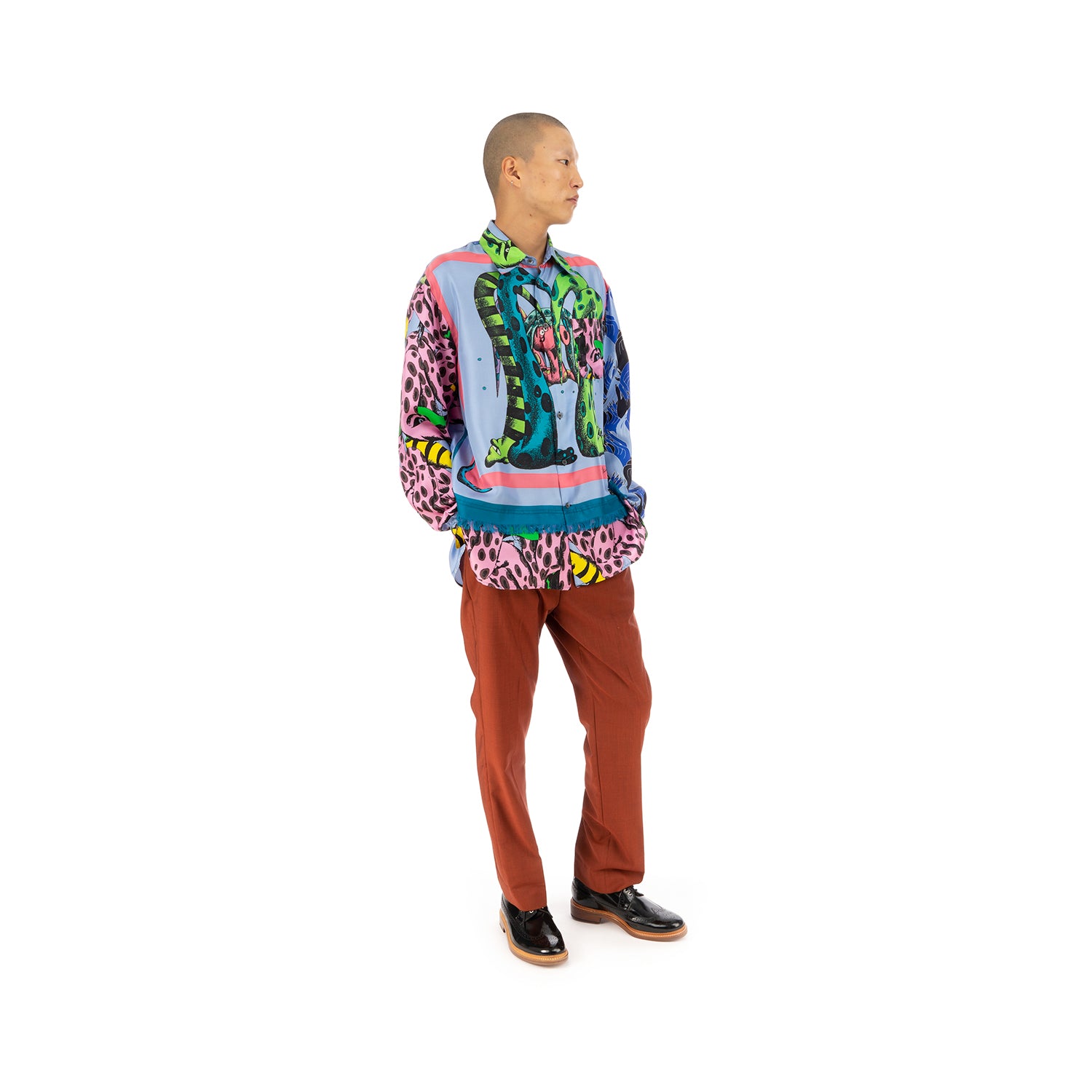 M A R N I COTTON SHIRT WITH FIREBIRD PRINT BY BRUNO BOZZETTO