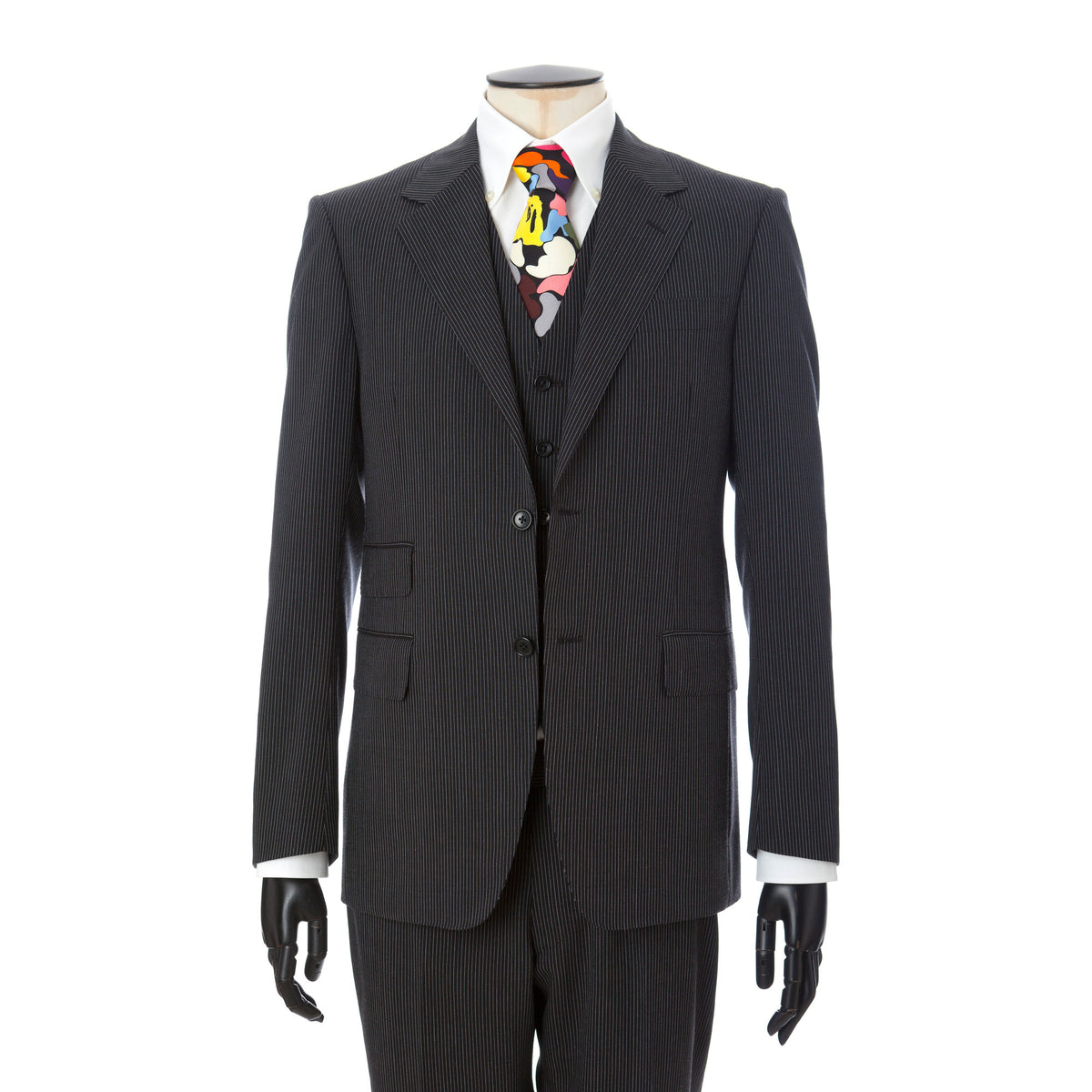 Mr. Bathing Ape Pin Stripe Classic British 3pcs Suit Black - Concrete