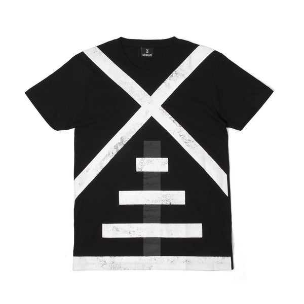 NEWAMS | Mill White On Black T-Shirt Black - Concrete