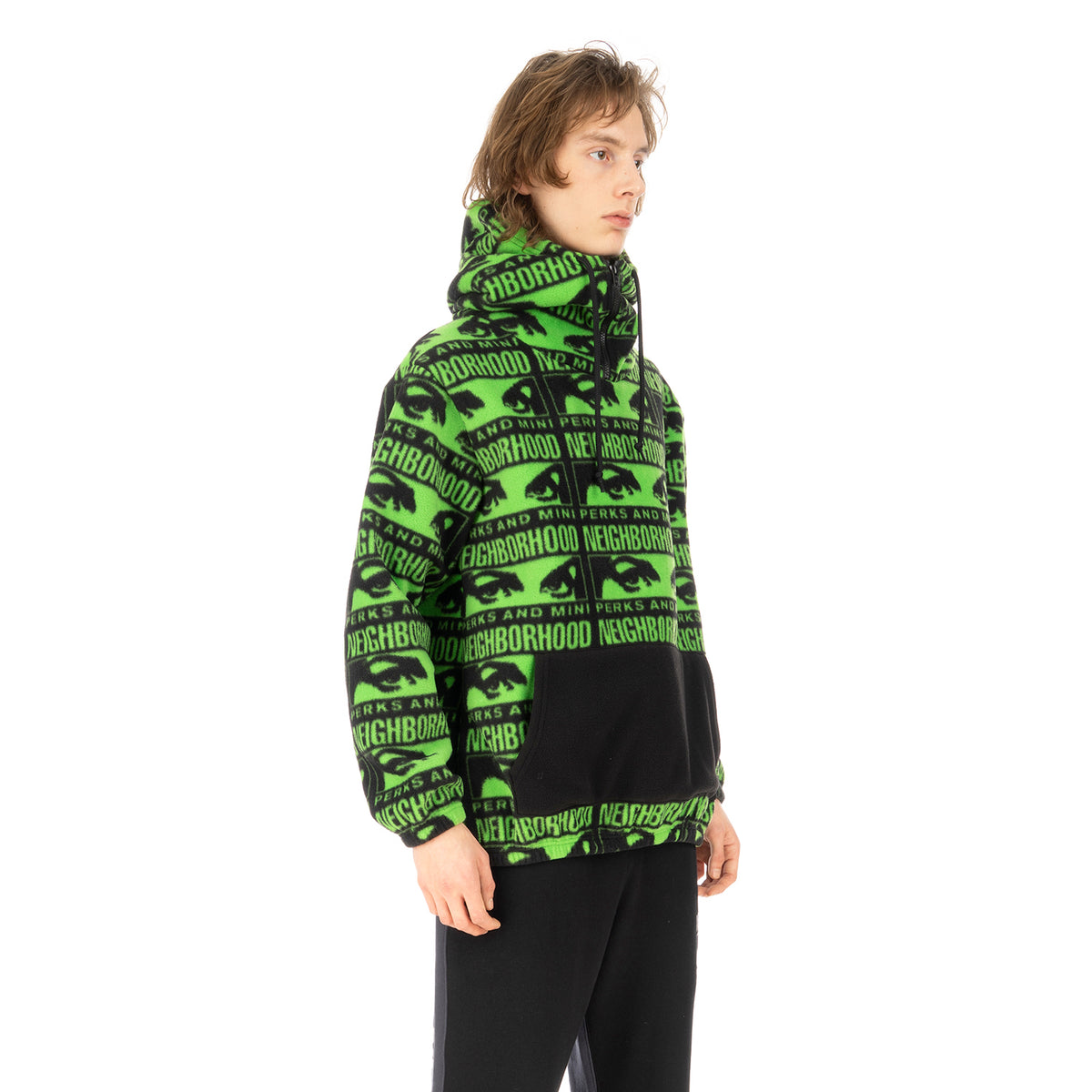 Perks and Mini (P.A.M.) | x NEIGHBORHOOD Fleece Hooded Jacket Black - Concrete