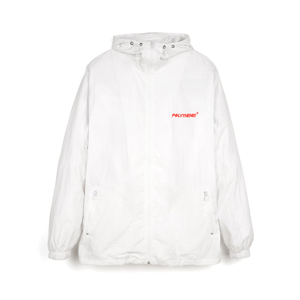 Polythene* Optics | Zipped Nylon Windbreaker Jacket White - Concrete