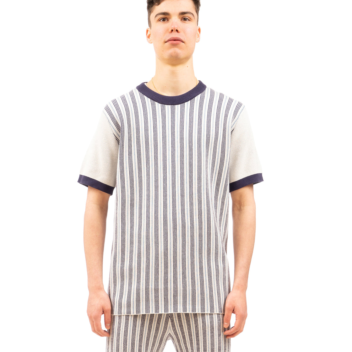 Propaganda Agency | Front Stripe Sweater T-Shirt Navy - Concrete