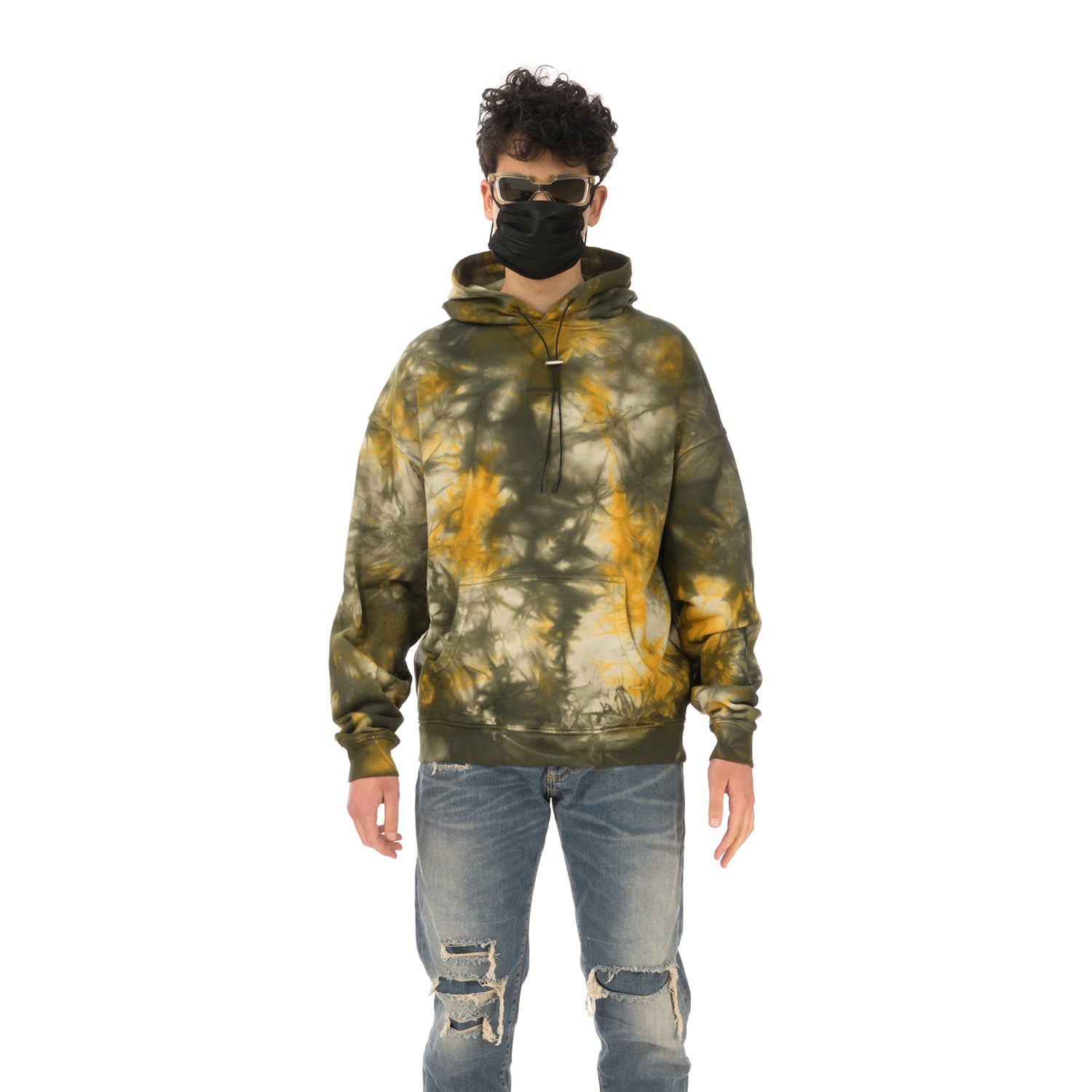 REPRESENT | Logo Hoodie Yellow Tie Dye | Concrete