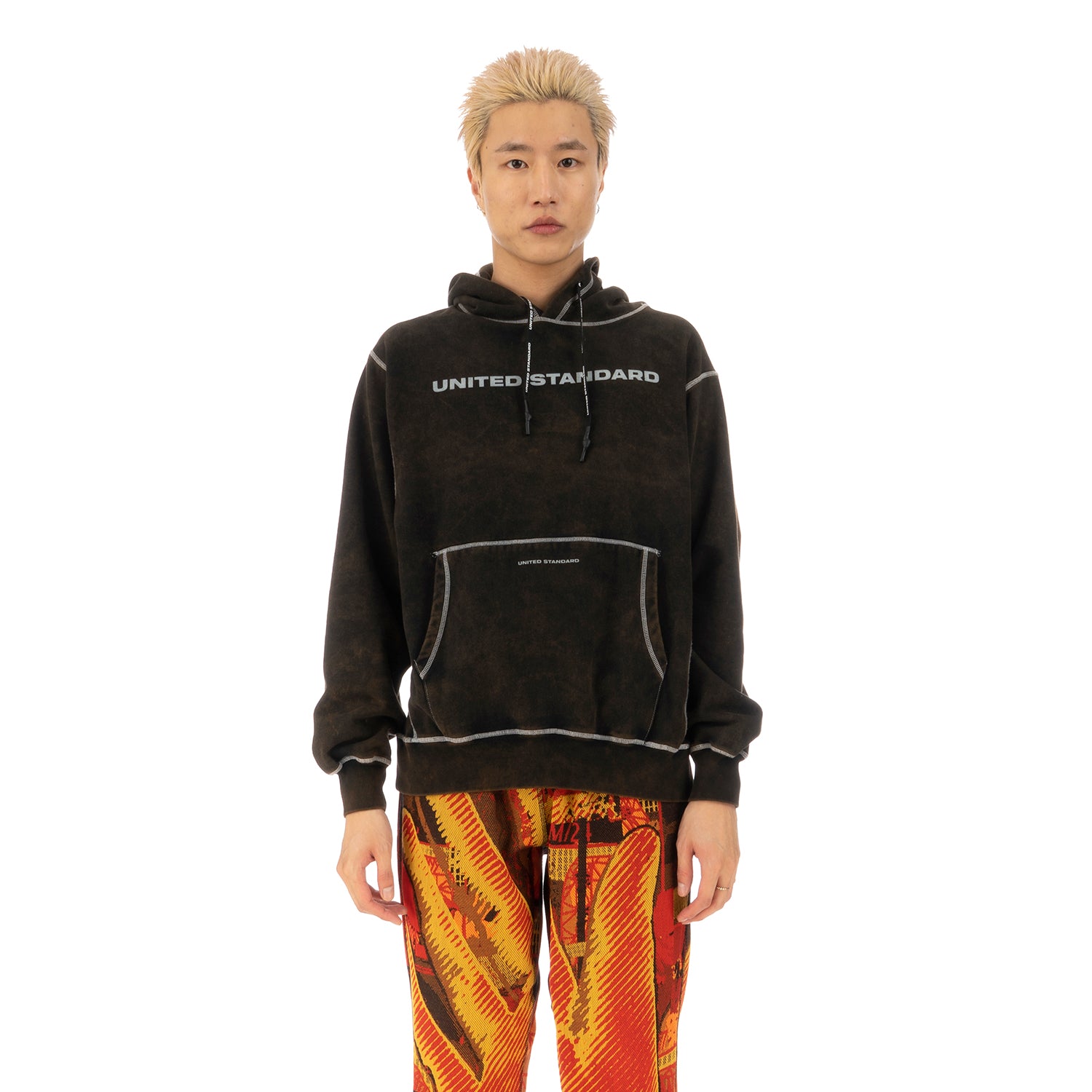 United Standard Logo Acid Hoodie Black Concrete