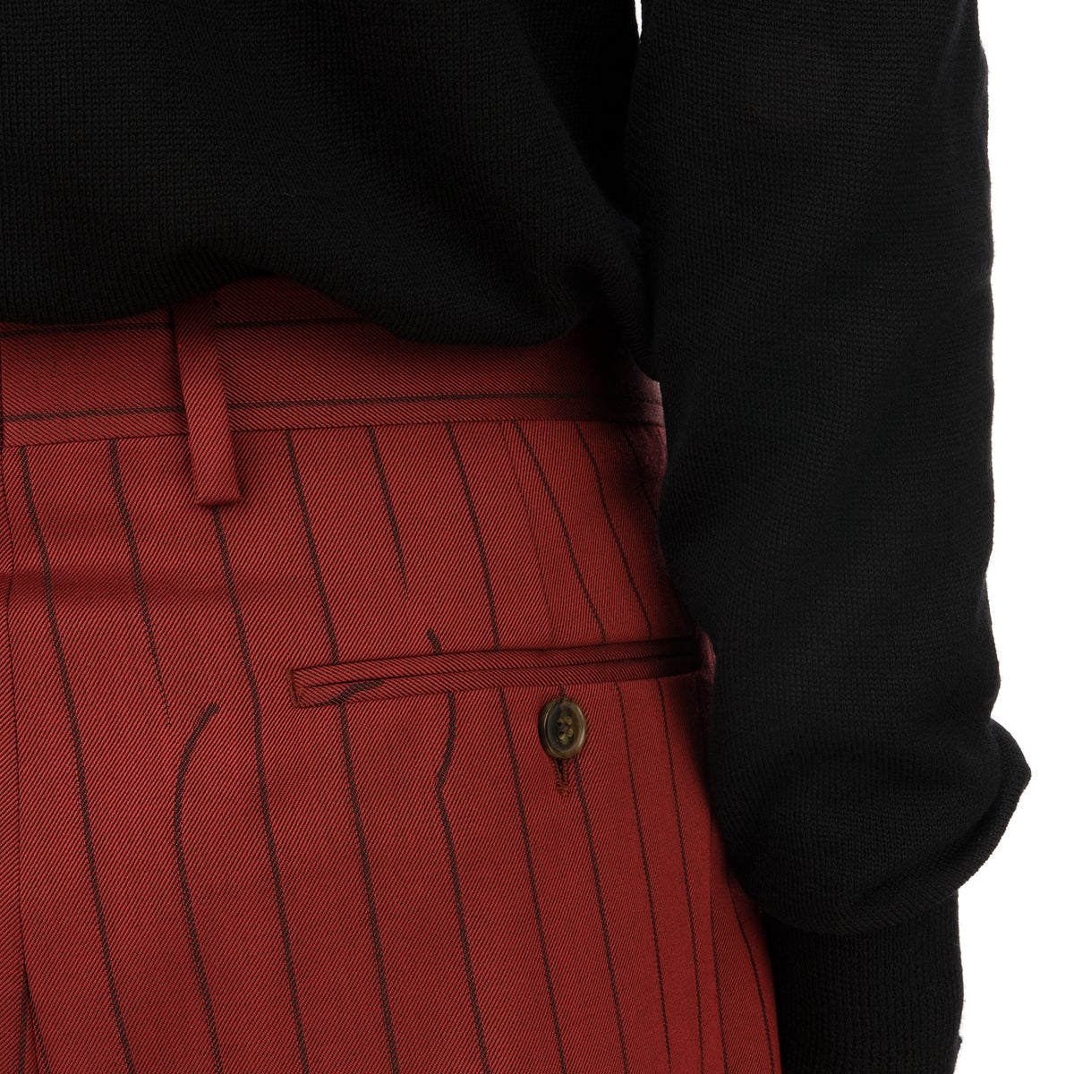 Vivienne Westwood | Cropped George Trousers Red - Broken Pinstripe - Concrete
