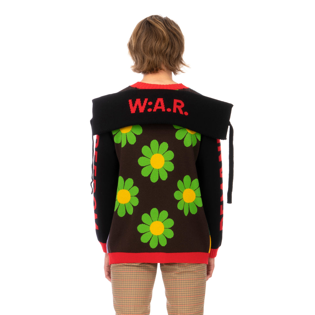 Walter Van Beirendonck | Demand Freedom Collared Knitted Crew Black - Concrete