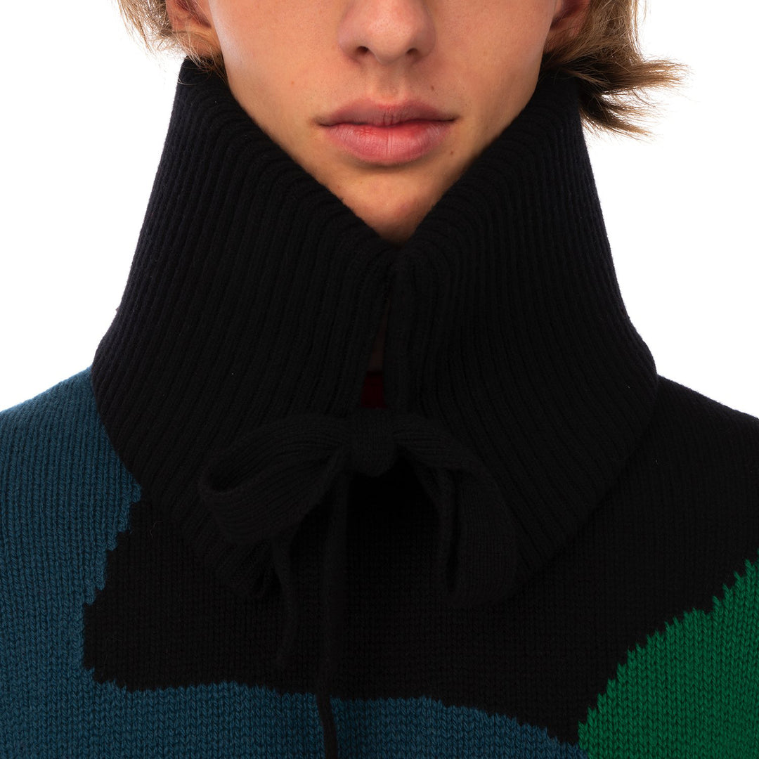 Walter Van Beirendonck | Demand Freedom Collared Knitted Crew Black - Concrete