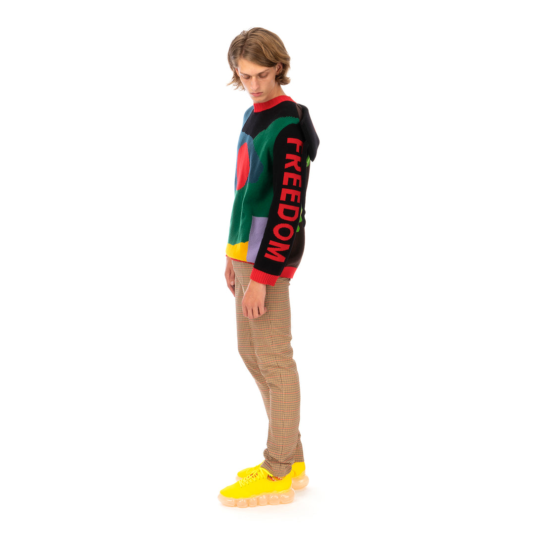 Walter Van Beirendonck | Demand Freedom Collared Knitted Crew Black - Concrete