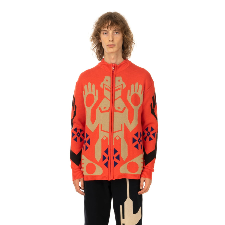 Walter Van Beirendonck | King Zip Knitted Sweater Orange - Concrete