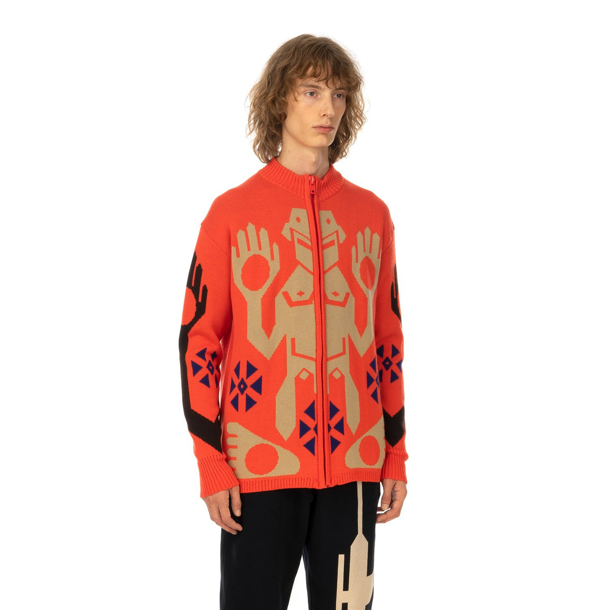 Walter Van Beirendonck | King Zip Knitted Sweater Orange - Concrete