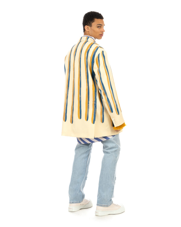 Marni | Watercolour Stripe 'Grain De Poudre' Jacket Antique White - Concrete