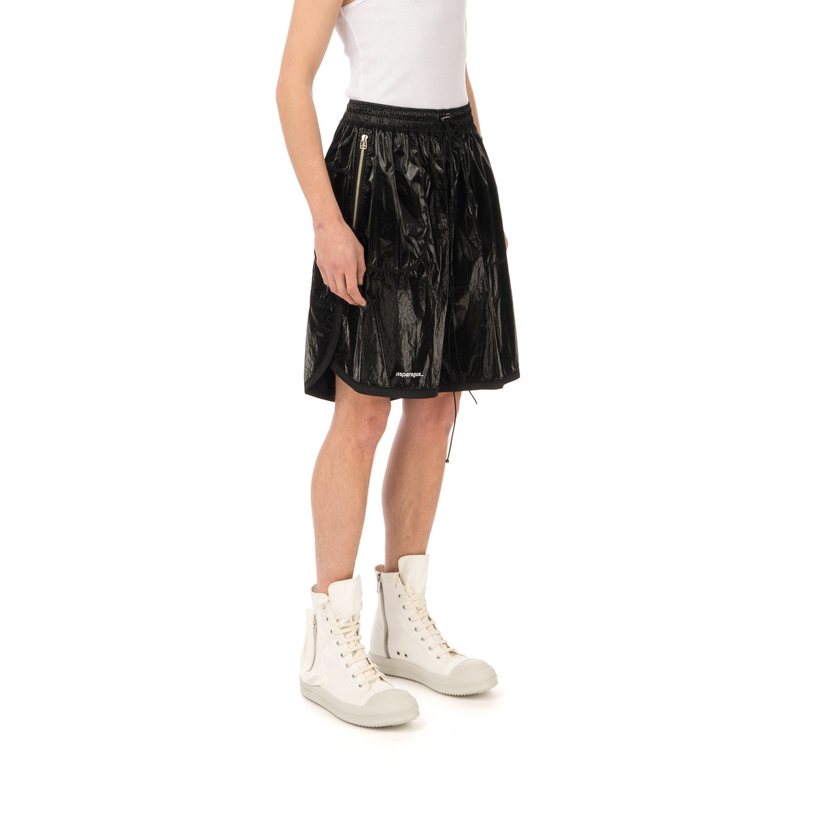 asparagus_ | Inside Out Foil Shorts Black - Concrete