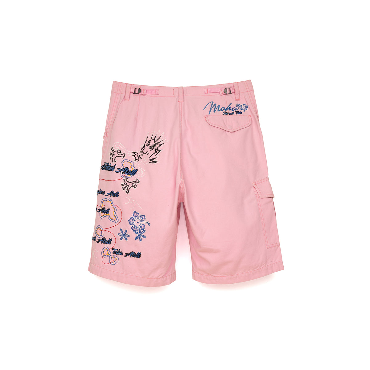 maharishi Miltype Cargo Snoshorts Islands Tour Embroidery Coral Pink - Concrete