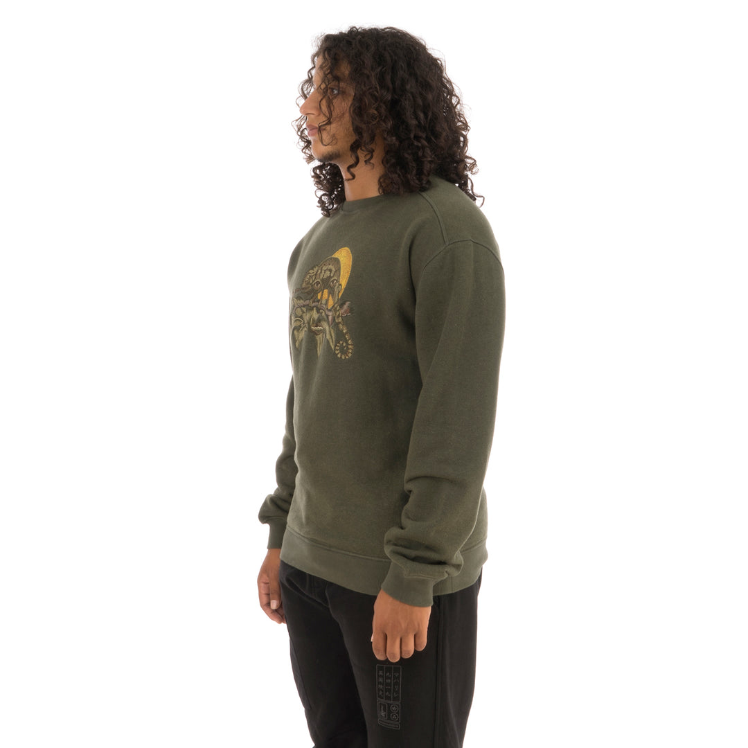 maharishi | Apollean Crew Sweat Mil Olive - Concrete