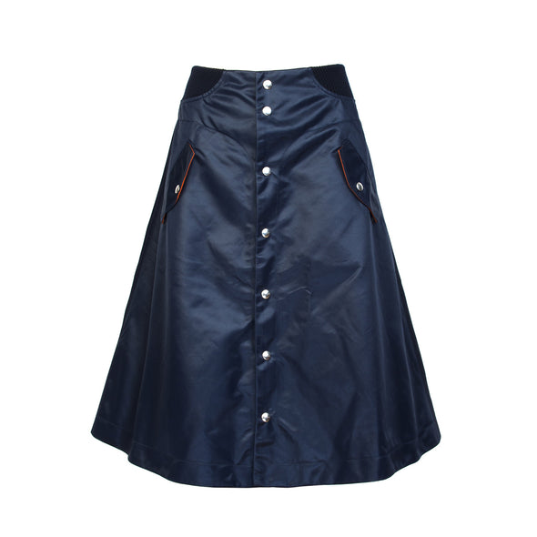 Marios W A-Line Skirt Rib Band Navy Blue - Concrete