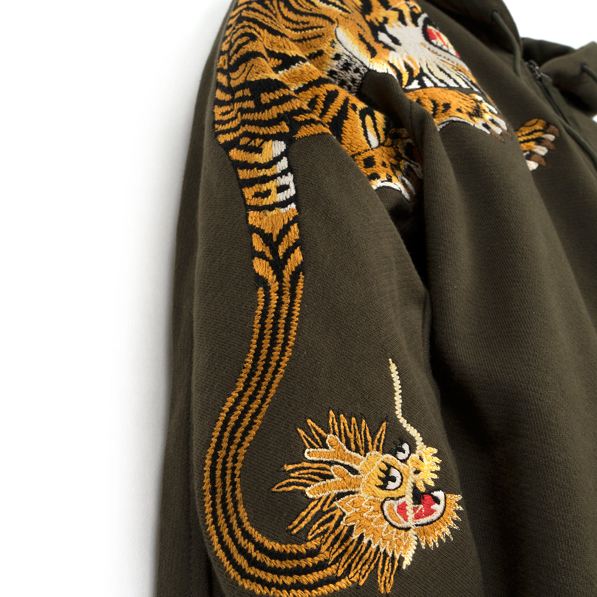 maharishi | Tiger Style Zipped Hooded Sweat Mil Olive - Concrete