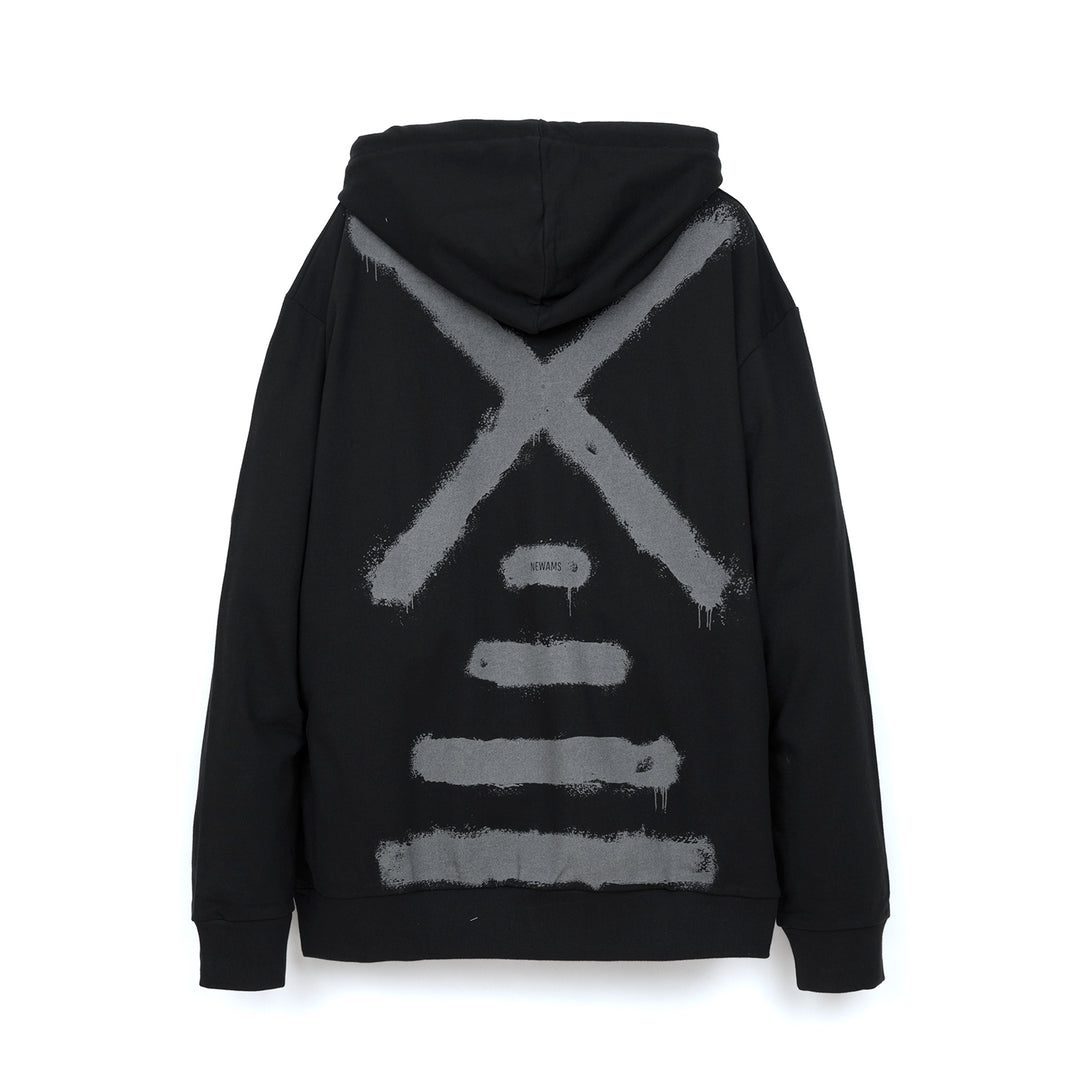 NEWAMS | Painted Mill Oversized Hoody Black - Concrete